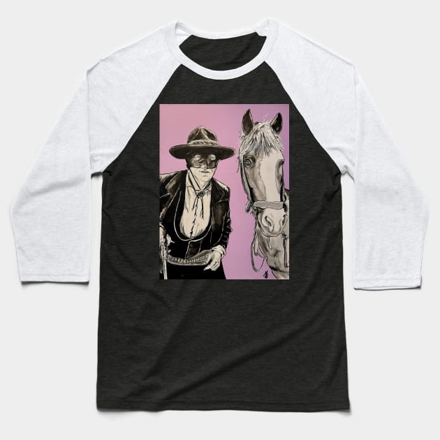 William S Hart and Fritz the Wonder Horse Baseball T-Shirt by MadsAve